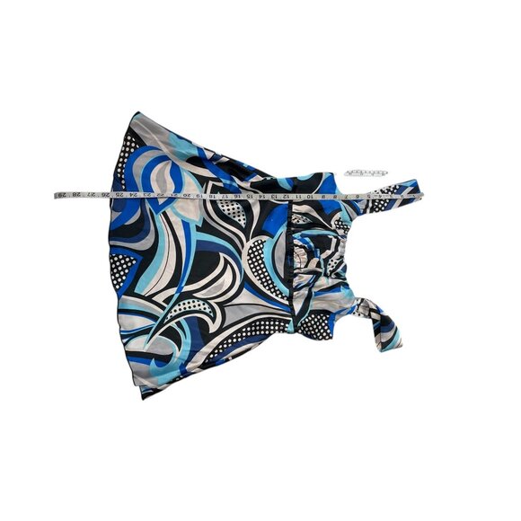 Y2K Black & Blue Abstract Sweetheart Milkmaid Sleeveless Top - Picture 12 of 12